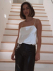 Top camisole blanc pour femmes bretelles spaghetti sans manches blanches hauts dété décontractés en polyester