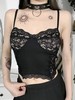 Top caraco gothique Chaînes noires Top sexy dété en polyester sans manches