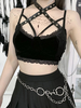 Top caraco gothique oeillets noirs bretelles col haut sexy en polyester sans manches