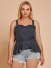 Top caraco grande taille pour femmes bretelles cou sans manches rayures imprimé polyester camisoles décontractées