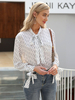 Top Chemisier Femmes avec Manches Longues à Lacets avec Noeuds à Col Montant à Lacets avec Noeud Imprimé les Mots Unicolore