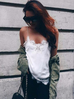 Top dété femme Sexy Camis sans manches en dentelle