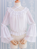Top doux Lolita Blouse à volants en dentelle plissée Top Lolita blanc Déguisements Halloween