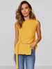 Top Gilet Femmes Sans Manches Coupe Cintrée à Lacets Bas Evasée Col Rond Unicolore