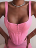 Top Gilets Chemisier Femmes à Col Carré Court Sans Manches Fermeture avec Crochets avec Dos Nus Unicolore Sexy
