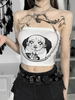 Top gothique blanc sans bretelles en polyester Top gothique