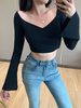 Top gothique pour femmes Top en coton gothique noir à manches longues Top gothique