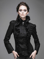 Top Gothique Rétro Blouses Femmes Coton Manches Longues Manches Déguisements Halloween Costume Haut