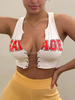 Top Haut Sexy Taille Haute Femme à Col Décolleté en Rond à Lacets avec Bretelles Bicolores Top Sexy Eté