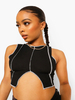Top Haut Sexy Taille Haute Femme à Col Rond sans Manches Imprimé Rayures Bicolores