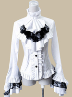 Top lolita en coton et dentelle manches longues Déguisements Halloween