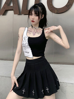Top rétro gothique en coton gothique pour femmes