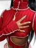 Top Sexy Haut Femme en Maille à Col Montant avec Manches Longues Imprimé Rayures Bicolores Top Sexy Taille Haute