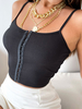 Top Sexy Haut Sexy avec Bretelles à Col Rond avec Boutons Moulant Taille Haute Sexy Unicolore
