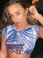 Top Sexy Haut Sexy Camisole Femme Sexy Taille Haute Imprimés à Col Rond avec Manches Courtes