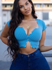 Top Sexy Haut Sexy en Maille Femme Eté Taille Haute avec Manches Courtes à Col Décolleté en V avec Boutons Unicolore