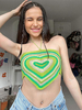 Top Sexy Haut Sexy Femme Eté Imprimé en Maille Taille Haute avec Bretelles à Col Décolleté en V Croisés avec Dos Nu Bicolores