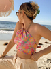 Top Sexy Haut Sexy Imprimé Femme Taille Haute avec Bretelles Métale sans Manches avec Dos Nu Multicolores