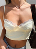 Top sexy pour femmes bretelles cou bretelles spaghetti sans manches dentelle camis dété