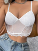 Top sexy pour femmes bretelles cou bretelles spaghetti sans manches polyester dentelle blanc hauts dété
