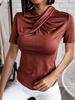 Top T-shirt Court Femme en Mousseline avec Manches Courtes à Col Rond à Lacets Uncolore Top Sexy Eté