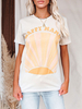 Top T-shirt Femme Court Eté à Col Rond avec Manches Courtes Imprimés Bicolores Top T-shirt Eté