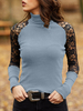 Top T-shirt Femme Court Eté à Col Rond avec Manches Courtes Imprimés Bicolores Top T-shirt Eté