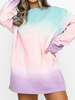 Top T-shirt Robe Femme Décontracté à Col rond avec Manches Longues Cousu Multicolores T-shirt Robe Femme