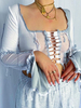 Top Taille Haute Sexy Femme à Col Décolleté à Lactes Croisés avec Manches Longues Unicolore Top Sexy Eté