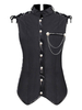 Top Vintage Noir De Style Euro Détails En Métal Rayures Sans Manches Polyester Polyester Fibre Gilet Rétro Costumes Pour Homme