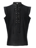 Top Vintage noir Vintage à lacets sans manches Polyester Polyester Fiber gilet rétro Costumes pour homme