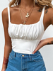 Tops avec Bretelles Courts Femmes à Col Décolleté Carré Coupe Cintrée Unicolore Sexy