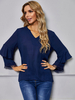 Tops Chemisiers Courts Femmes Décontractés à Col V avec Manches Longues Volantes Unicolore Tops Chemisiers Courts Femmes