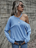 Tops Chemisiers Femmes Courts à Col V avec Epaules Nues avec Manches Longues Unicolore Sexy