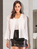 Tops Chemisiers Femmes Décontractés à Col V avec Manches Longues Volantes Fermeture avec Boutons Unicolore