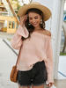 Tops Chemisiers Femmes en Mousselines avec Epaules Nues avec Manches Longues Amples Unicolore