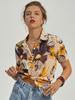 Tops Chemisiers Femmes Imprimés à Col Revers avec Manches Courtes avec Boutons Multicolores Sexy