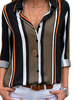 Tops Chemisiers Imprimés Rayures Femmes Courts à Col Revers avec Manches Longues avec Boutons Multicolores Top Sexy