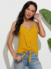 Tops Chemisiers Sexy Femmes avec Bretelles Courts à Col V avec Dos Nu Décors avec Boutons Coupe Cintrée à Lacets Unicolore