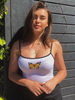 Tops Courts Femmes Taille Haute à Col Carré sans Manches Imprimés Bicolores Sexy
