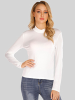 Tops Courts Moulants à Col Montant Amples avec Manches Longues Unicolore Tops Courts Moulants
