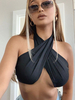 Tops Courts Sexy Femmes à Col Rond à Lacets avec Dos Nu Unicolore Ouvert Sur Devant