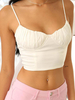 Tops Femmes Taille Haute avec Bretelles à Col Décolleté en V avec Dos Nu à Lacets sans Manches Unicolore Sexy