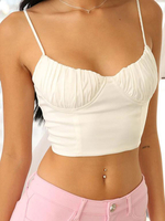 Tops Femmes Taille Haute avec Bretelles à Col Décolleté en V avec Dos Nu à Lacets sans Manches Unicolore Sexy