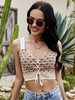 Tops Gilets avec Bretelles Côtelés Imprimés Femmes Taille Haute à Col Décolleté en V à Lacets sans Manches Bicolores Sexy