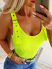Tops Gilets Sans Manches Etés Femmes Sexy Courts à Col Décolleté en U avec Boucles Elastique Unicolore