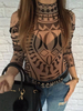 Tops Sexy Body Femme Imprimés Transparentes Moulant à Col Montant avec Manches Longues Coupe Cintrée Multicolores Body Sexy Etés