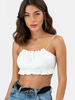 Tops Sexy Courts avec Bretelles à Col Décolleté avec Dos Nu à Lacets Unicolore avec Volants Unicolore Sexy