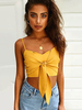 Tops Sexy Courts Femmes Taille Haute Eté avec Bretelles à Col V à Lacets Unicolore Tops Sexy Courts Femmes