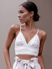 Tops Sexy en Dentelles Femmes Creusants avec Bretelles à Col V Taille Haute avec Dos Nu Unicolore Tops Sexy